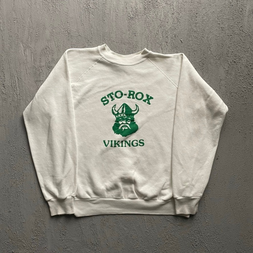 Vintage Sto-Rox Vikings Graphic Sweatshirt Mens Large White 90s Unknown Brand